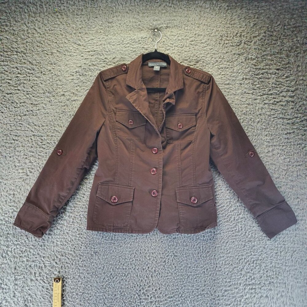 Josephine Chaus Jacket Womens Size 10 Brown Tailored Button Front Long Sleeve
